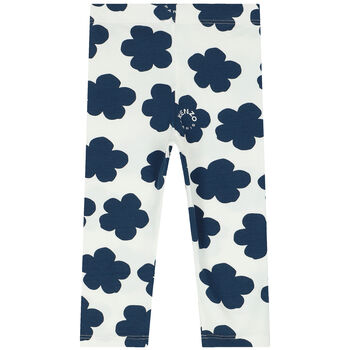 Younger Girls Ivory Boke Flower Leggings